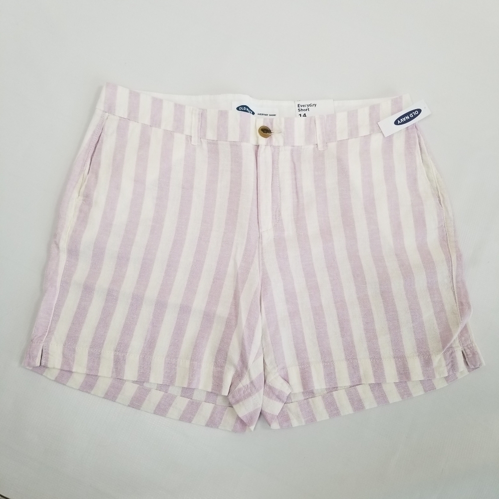 Old Navy Linen Blend Striped Shorts 14 NWT